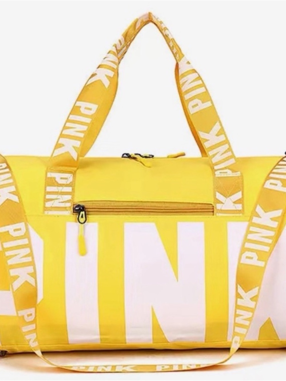 PINK Yellow Logo Duffle Bag
